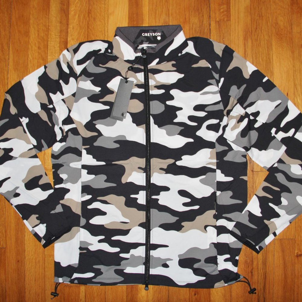 Greyson Trailwolf Lightweight Windproof Golf Jacket Mens L XL Fog Camo
